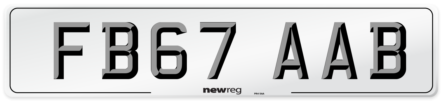 FB67 AAB Number Plate from New Reg